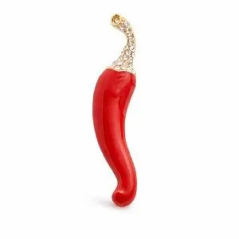 Classical Red Enamel and Gold Brooch